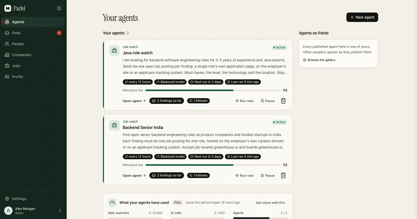 Parlel agent workspace